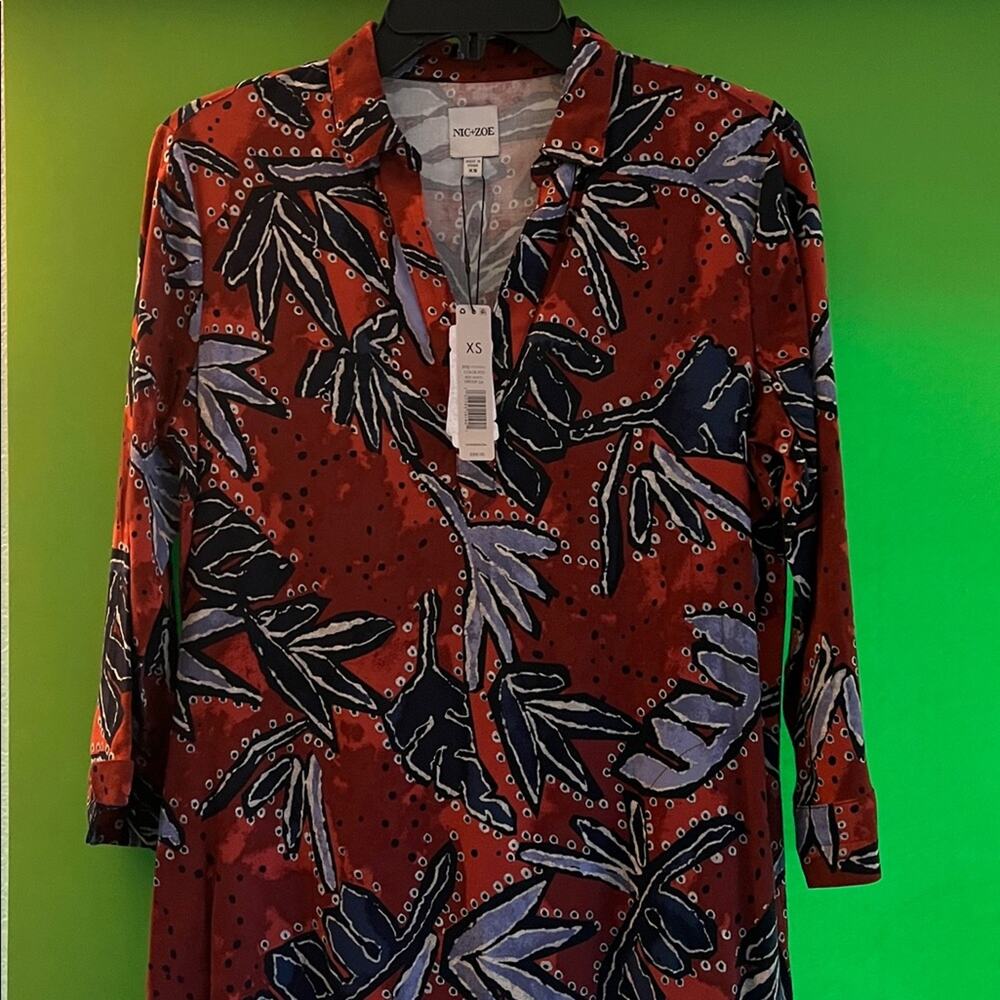 NIC+ZOE $188 AUTUMN LEAVES LIVE IN Floral Casual DRESS Size L - Picture 5 of 6
